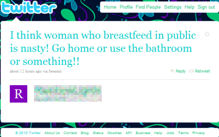I think woman who breastfeed in public is nasty! Go home or use the bathroom or something!!
