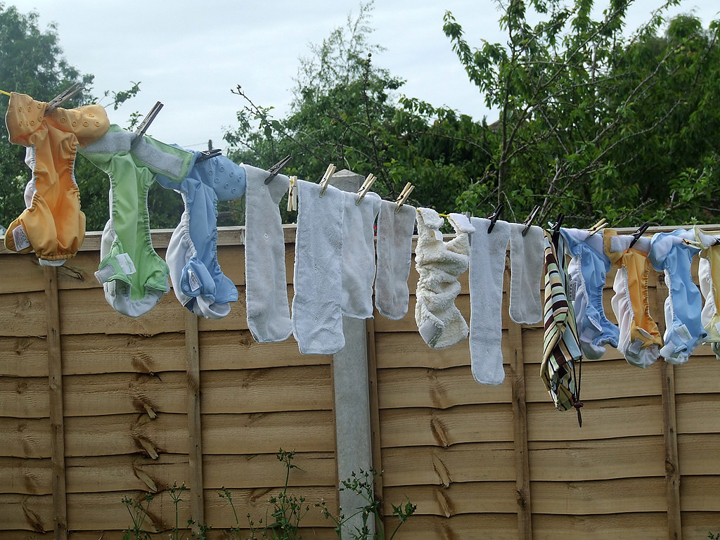 nappies on washing line