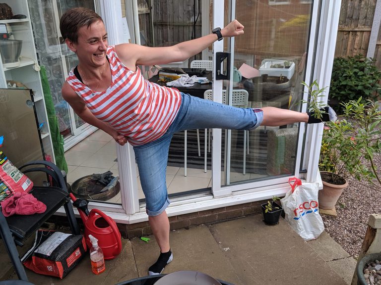 attempting a taekwon-do side piercing kick