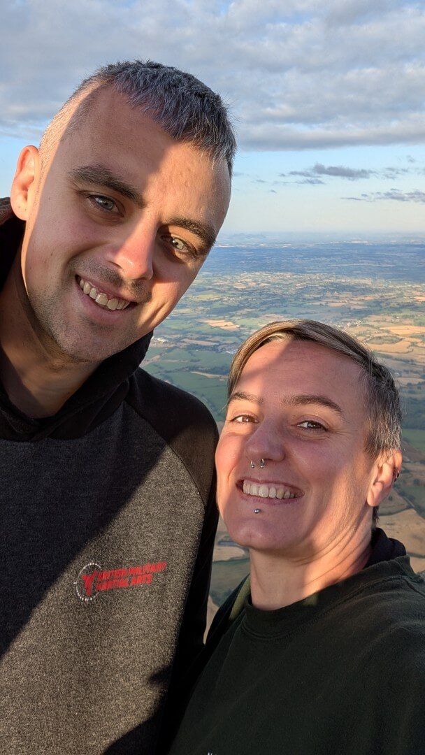 'Selfie' photo of me and Shane in the balloon in the air